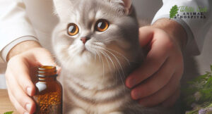 Giving-cat-herbal-medicine-to-alleviate-allergic-symptoms