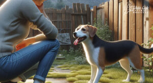 man monitoring dog