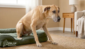 great dane reluctant to get up because of stiffness